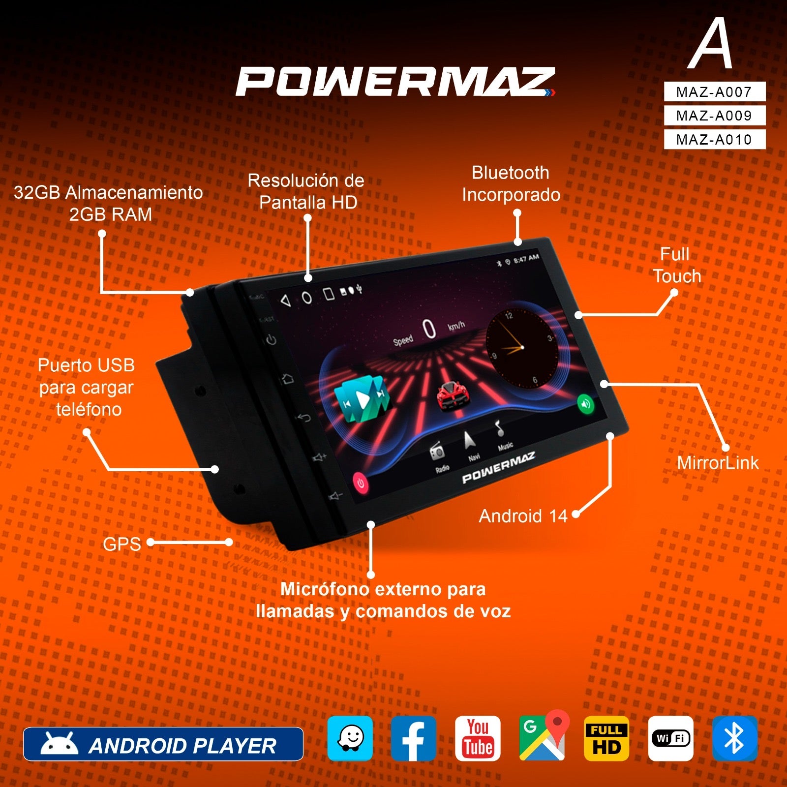 (RADIO POWERMAZ 7 PULGADAS SERIE A