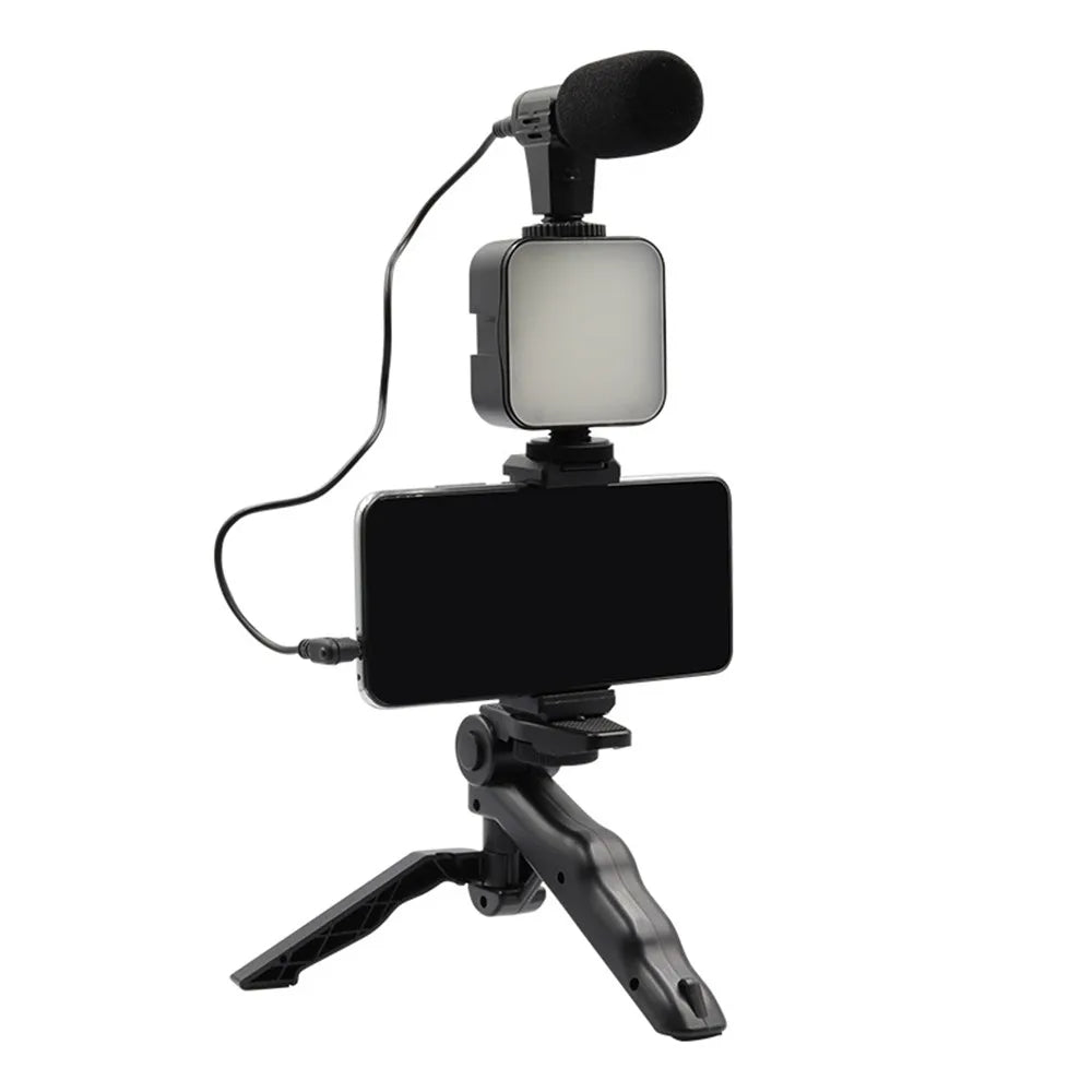 TRIPODE + MICROFONO + LUZ LED + SOPORTE