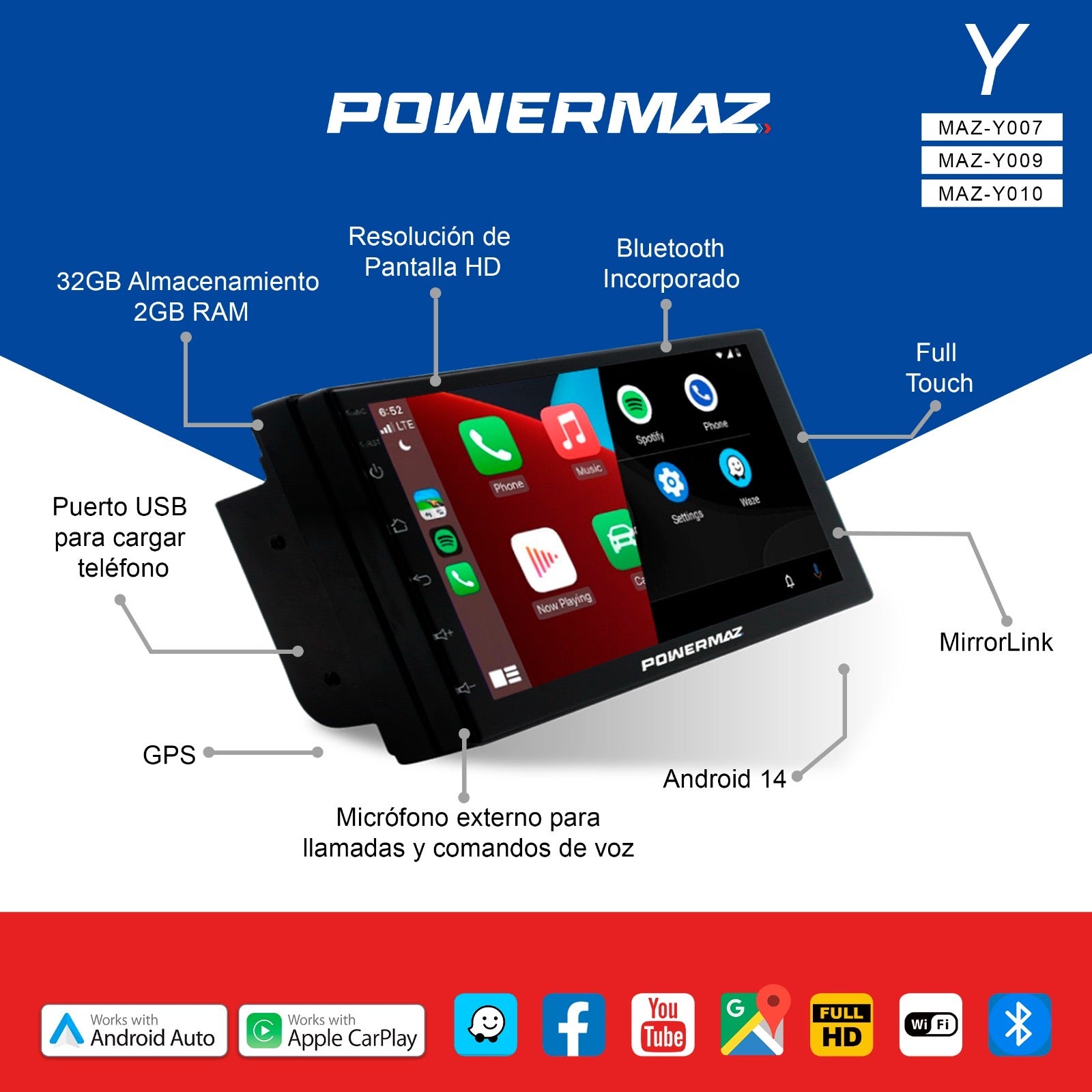 (RADIO POWERMAZ 7 PULGADAS SERIE Y