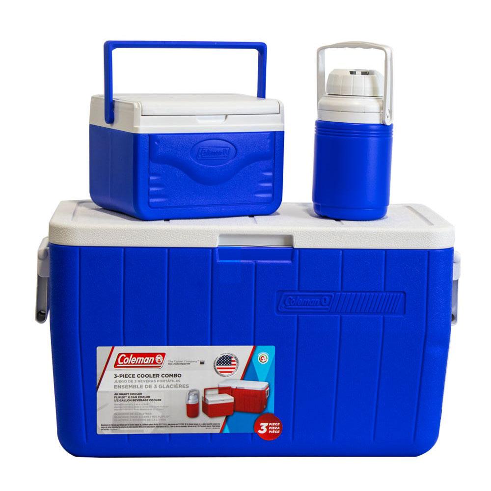 Combo De Hielera Portátil Con Agarraderas Laterales Y Capacidad Para 63 Latas, Color Azul, 48Qt Coleman