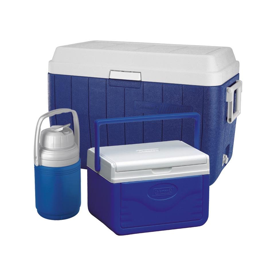 Combo Enfriador De 3 Piezas, Hielera Portátil Azul + Thermo De 1/3 Galón + Hielera 5QT, 5295A780G Coleman