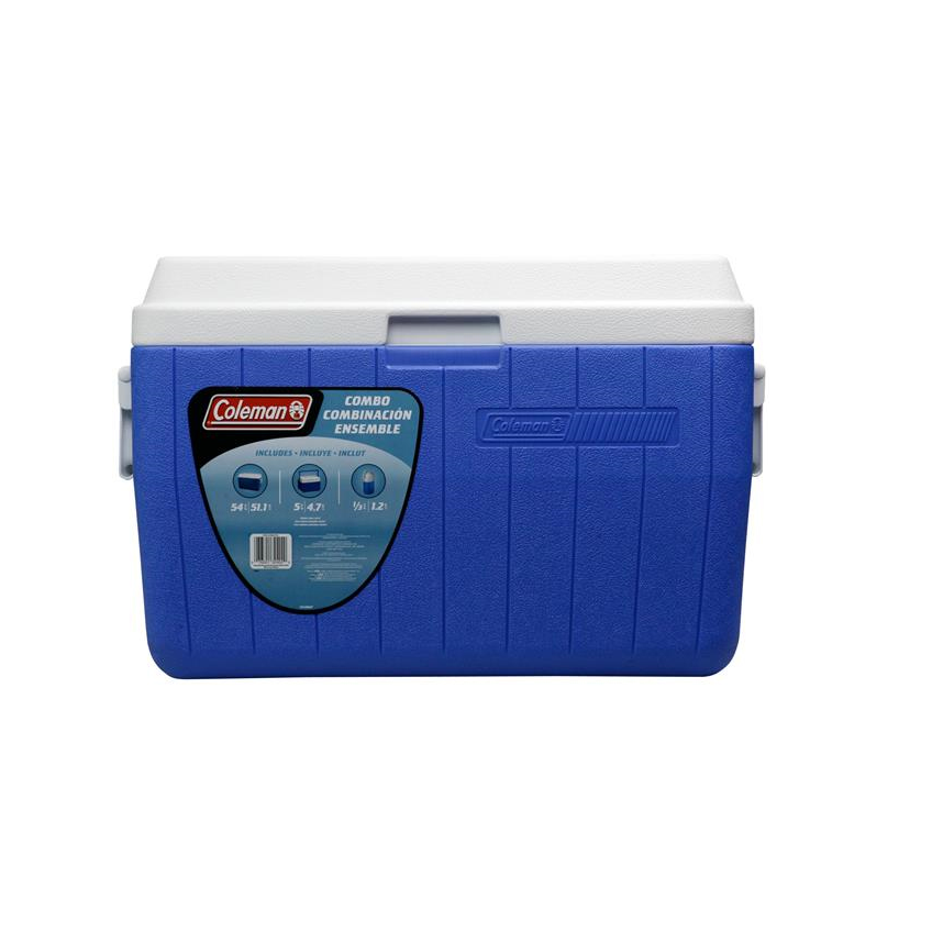 Combo Enfriador De 3 Piezas, Hielera Portátil Azul + Thermo De 1/3 Galón + Hielera 5QT, 5295A780G Coleman