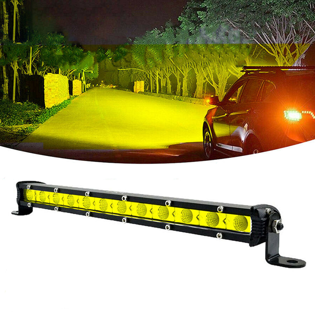  6 barras LED de 14 pulgadas, barra LED de fila de señal  automotriz a granel, barra LED de 36 W 3600 lm Ip67, impermeable, delgada,  todoterreno, luz de conducción 3D, lámpara