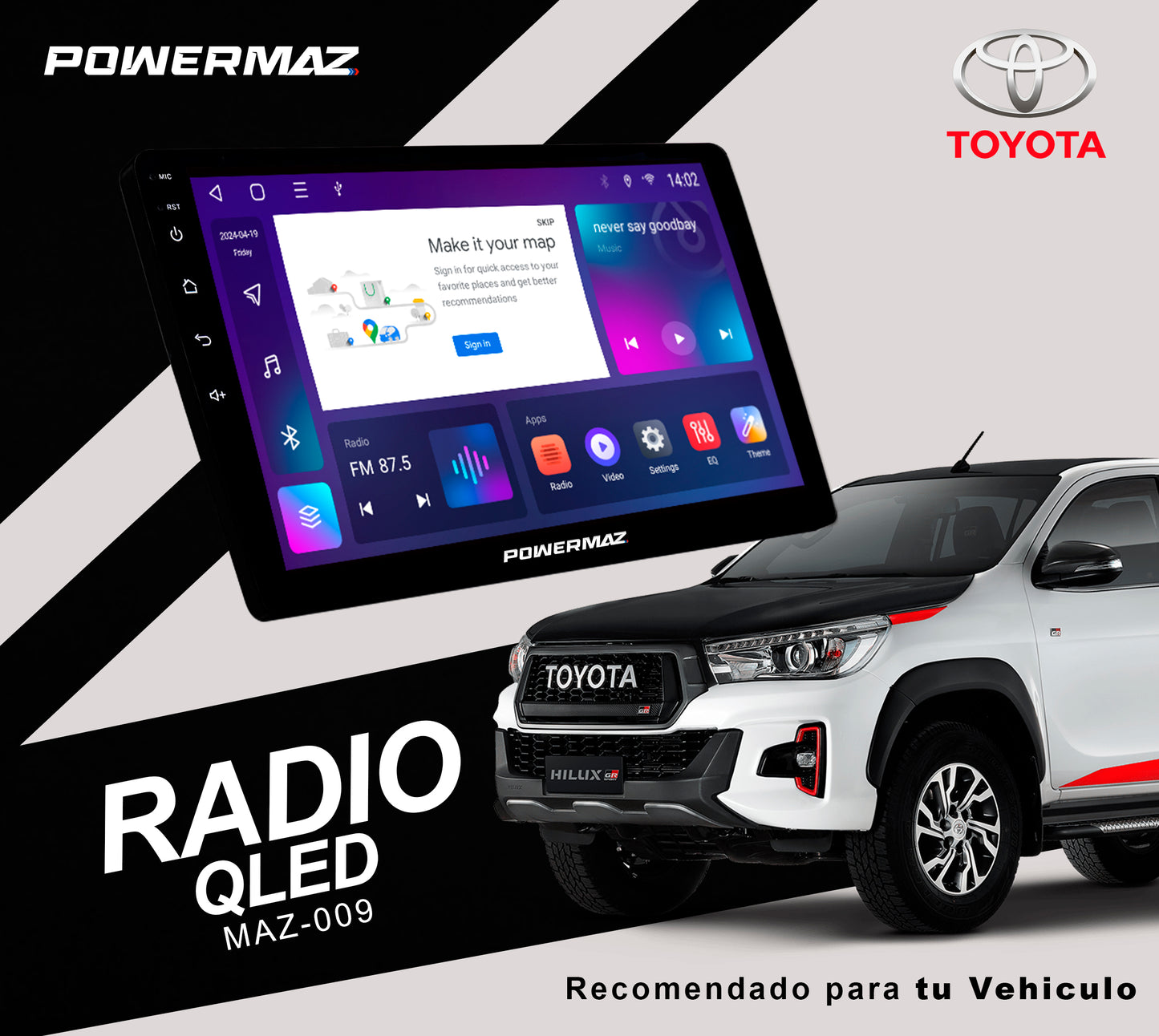 RADIO ANDROID  POWERMAZ QLED 10´´ MAZ-010 / PROCESADOR OCTA-CORE