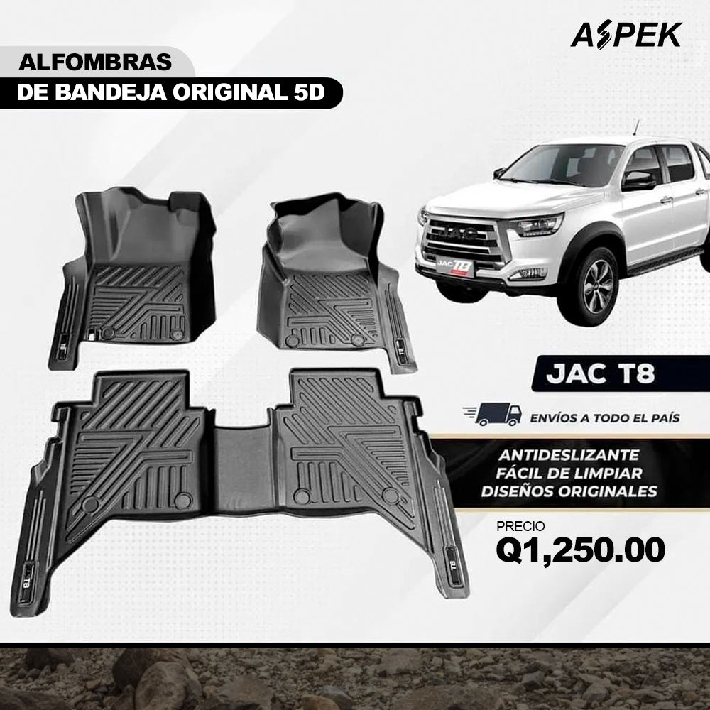 Alfombras 5D para JAC T6, T8, T9 2017 al 2024 3 Piezas