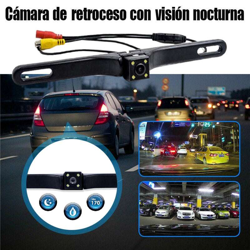 CÁMARA DE RETROCESO CON BASE PARA PLACA CON VISIÓN NOCTURNA