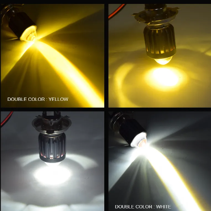 PAR DE FOCOS LED H4 CON LUPA DUAL COLOR