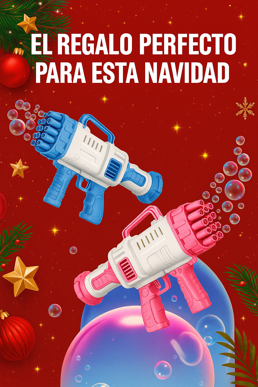 BAZOOKA DE BURBUJAS ROSADA 32 Agujeros