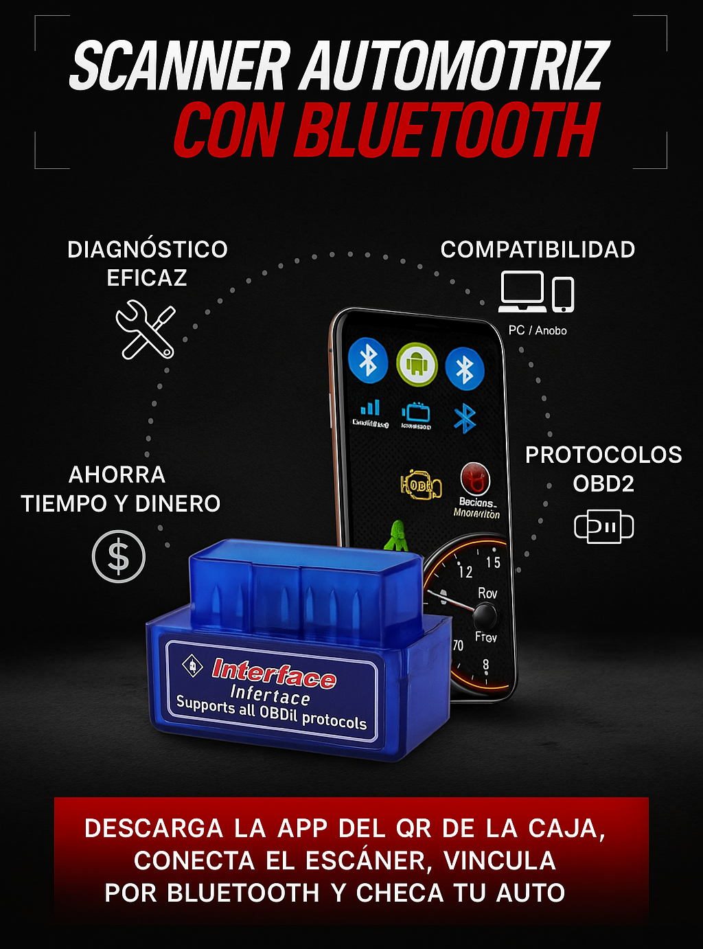 SCANNER AUTOMOTRIZ CON BLUETOOTH