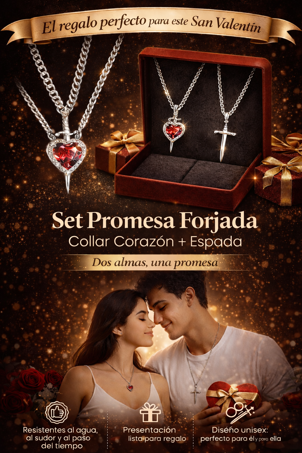 Collar Duo espada Corazon