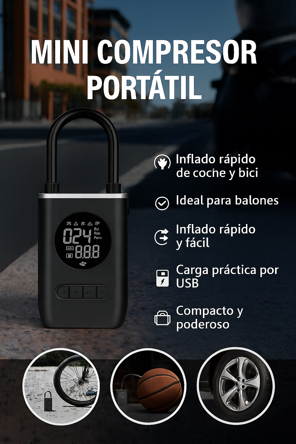 Minicompresor recargable