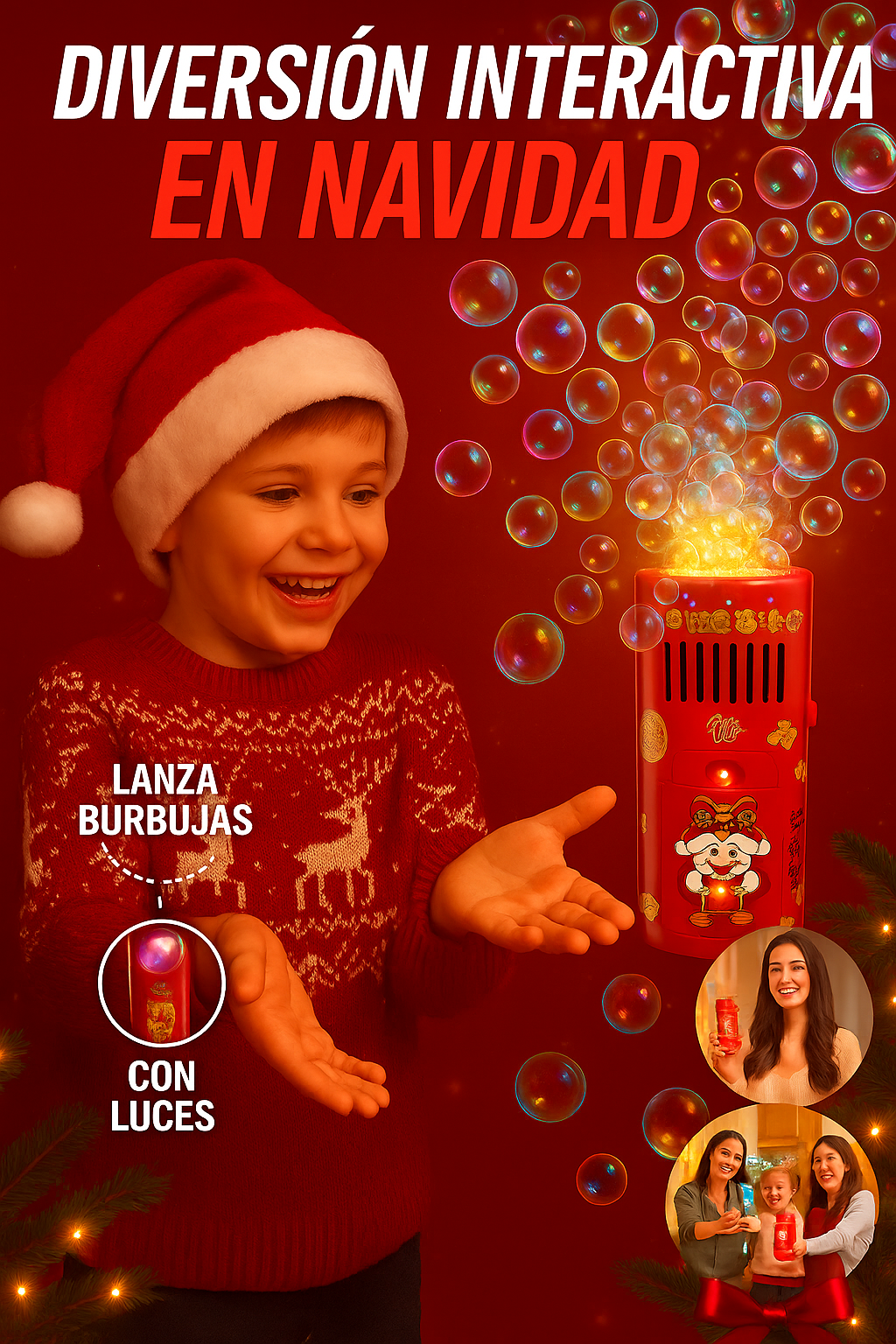 Lanza burbujas navideñas