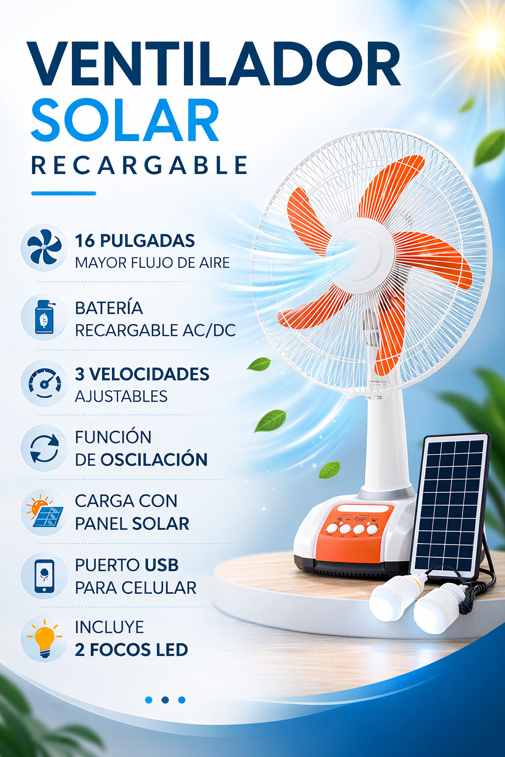 Super Ventilador Mediano Naranja