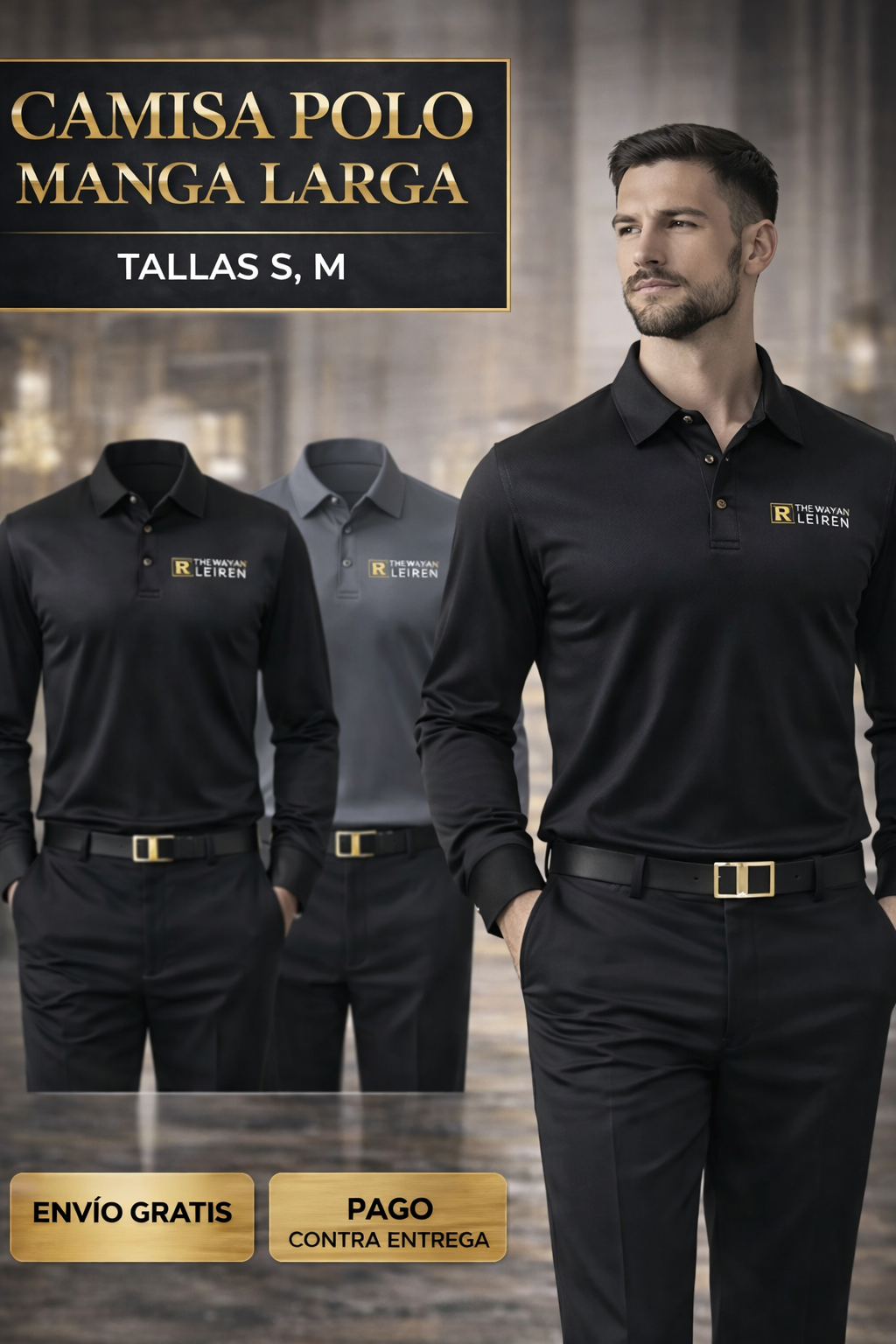 Camisa polo maga larga premium
