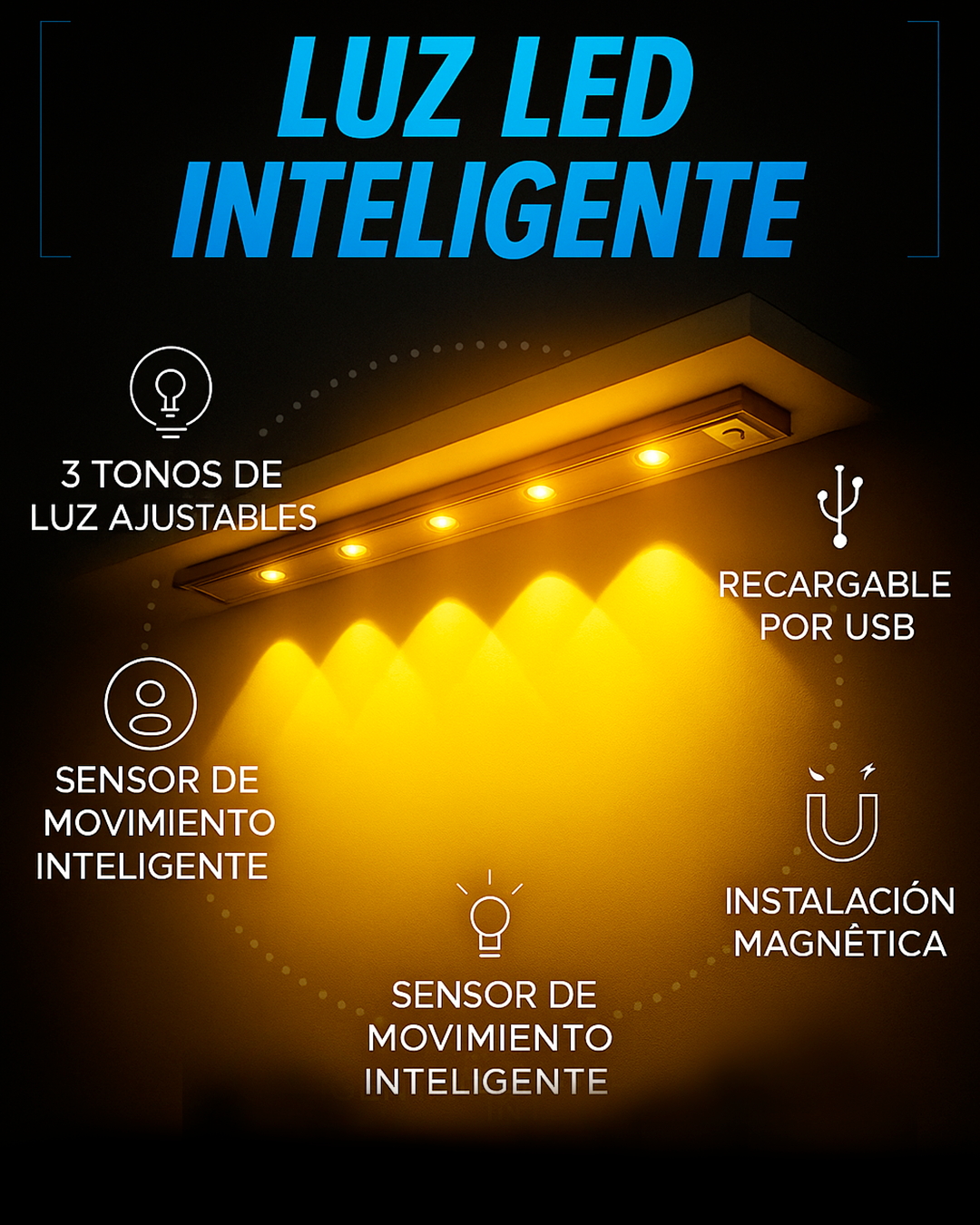 LUZ INTELIGENTE CON SENSOR 60CM
