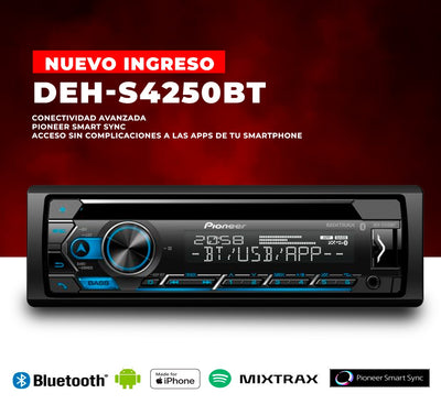 RADIO PIONEER CON DISCO Y BLUETOOTH DEH-S4250BT