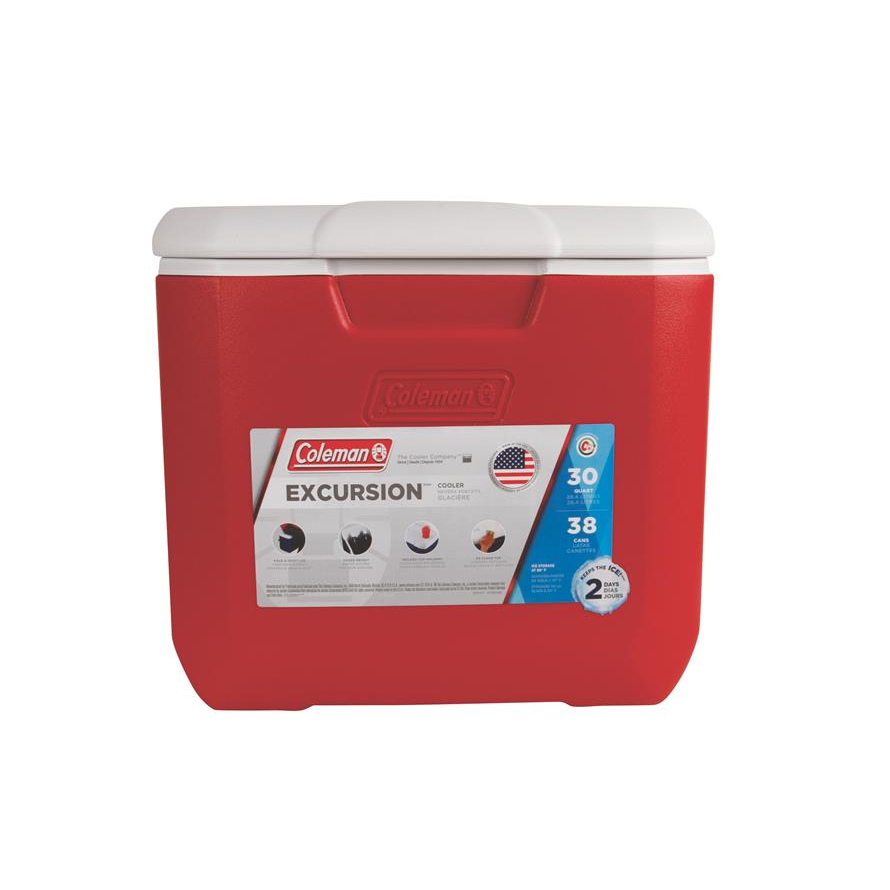 Hielera Portátil Para Excursión Con Capacidad Para 51 Latas, Color Rojo, 30 QT Coleman