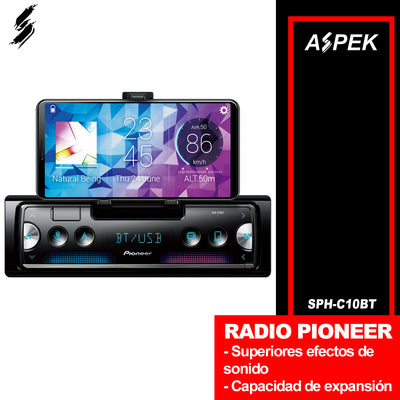 RADIO PIONEER SPH-C10BT CON SUJETADOR DE TELEFONO Y BLUETOOTH